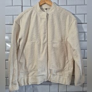 Athlisan Womens Oversized Wool Blend Bomber Jacket Casual Button Down Varsity Ja